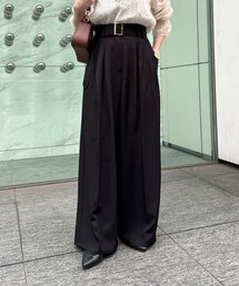 Thevon（ゼヴォン） スラックス パンツ ベルト付きタックワイド
