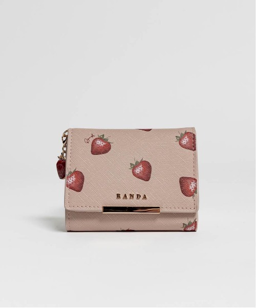 財布 「Cherry＆Strawberry」チャーム付き三つ折りウォレット レディースの画像