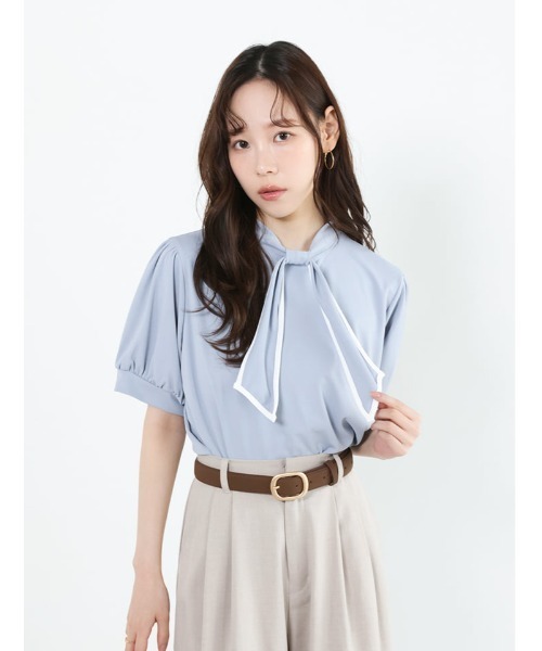 fifth（フィフス） tシャツ 配色パイピングリボンブラウス見え 