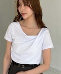 tシャツ 半袖 2WAYオフショルドレープTシ...の詳細画像2