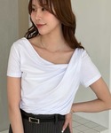 tシャツ 半袖 2WAYオフショルドレープTシ...の詳細画像3