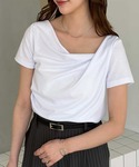 tシャツ 半袖 2WAYオフショルドレープTシ...の詳細画像1