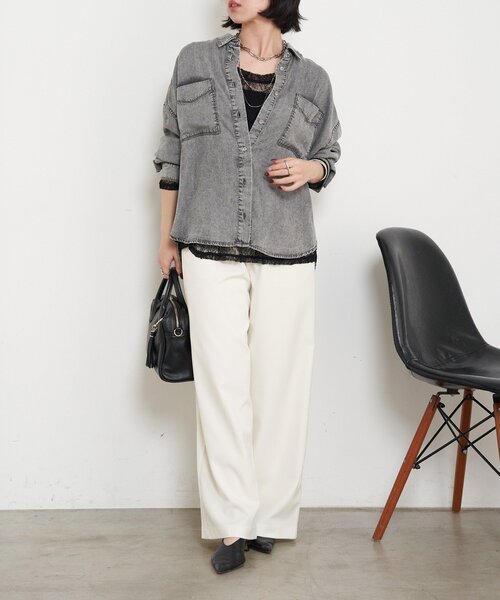 「Jena espace merveilleux」 長袖シャツ FREE サックスブルー レディース_画像3