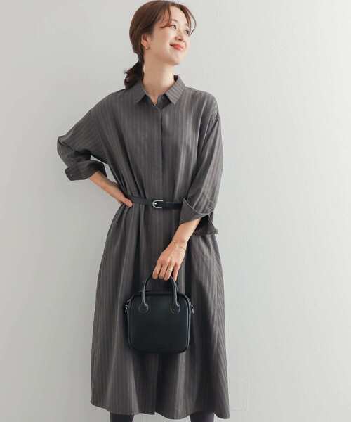 「URBAN RESEARCH DOORS」 シャツワンピース MEDIUM チャコールグレー レディース_画像2