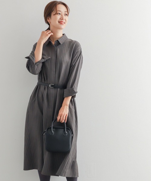 「URBAN RESEARCH DOORS」 シャツワンピース MEDIUM チャコールグレー レディース_画像3