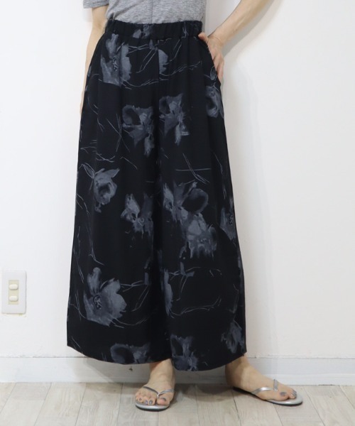 DISKEEN SURE ワイドパンツ パンツ サラ軽素材で清涼感抜群 ボタニカル
