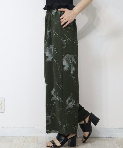 DISKEEN SURE ワイドパンツ パンツ サラ軽素材で清涼感抜群 ボタニカル