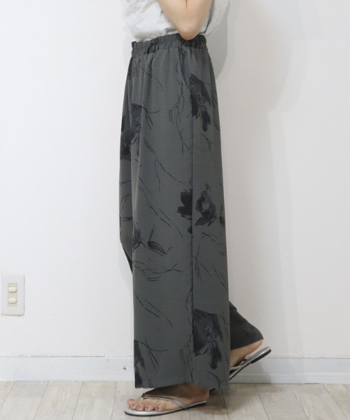 DISKEEN SURE ワイドパンツ パンツ サラ軽素材で清涼感抜群 ボタニカル