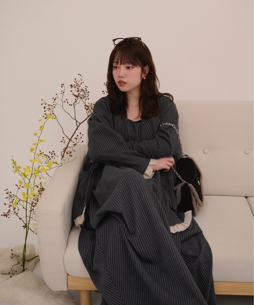 「loin nuit」 キャミソールワンピース FREE グレー レディース_画像4