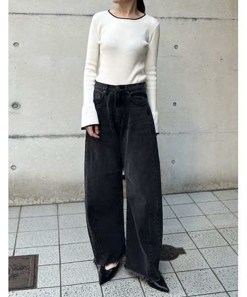「Re:EDIT」 デニムパンツ MEDIUM ネイビー レディース_画像2