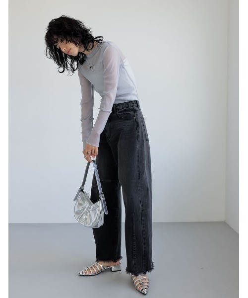 「Re:EDIT」 デニムパンツ MEDIUM ネイビー レディース_画像4