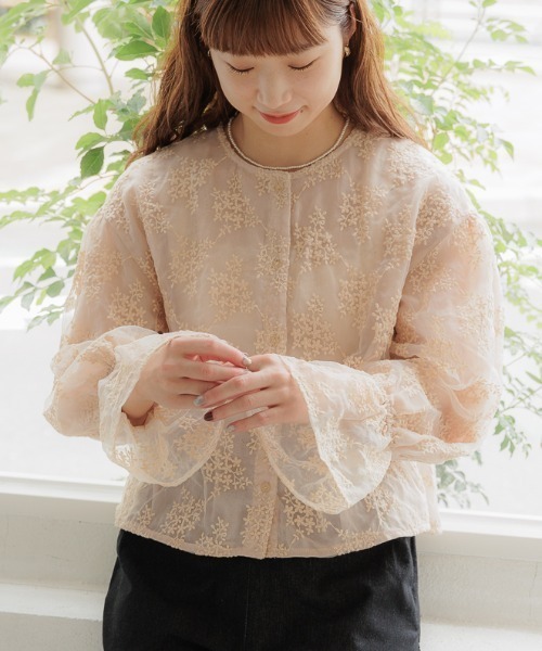 「flower」 長袖ブラウス FREE パープル レディース_画像2
