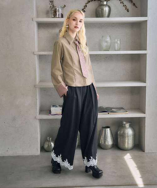 HARE（ハレ） ブラウス シャツ パーツツキコンパクトネクタイシャツLS 【新品】HARE コンパクトネクタイシャツ