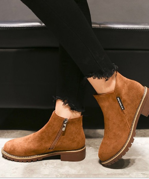 美品✨PEDALAスエード ショートブーツ サイドジップ/22.5 STYLEBLOCK（スタイルブロック） ブーツ スエード調サイドジップ