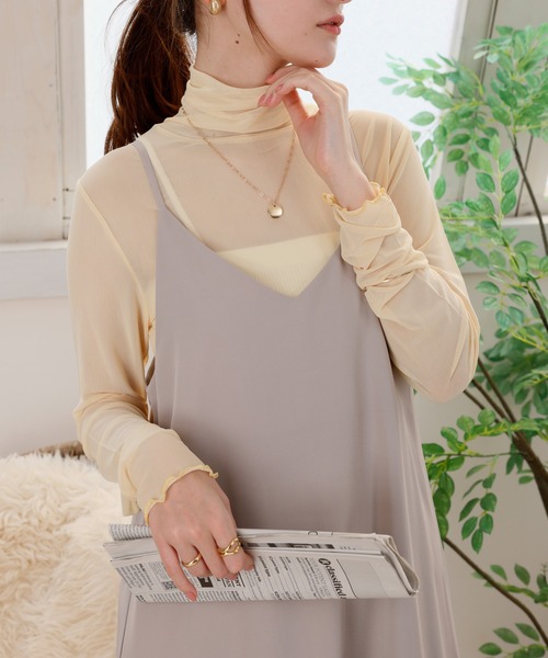 トップス IKAR acro tシャツ カラーシアーメッシュトップス/AC1291 レディース