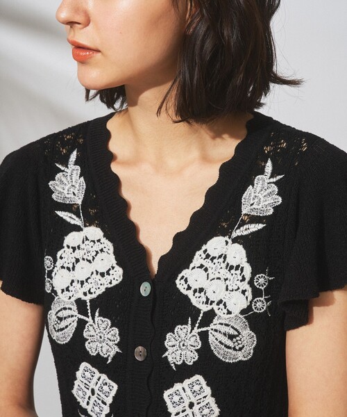 GRACE CONTINENTAL ワンピース フラワーレースニットワンピース  