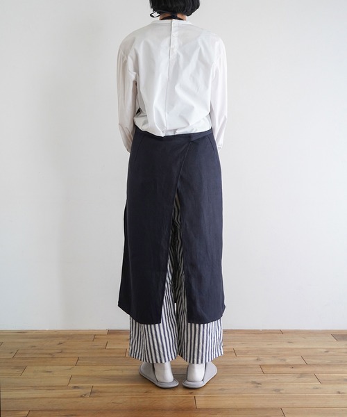 Homeland ワイドエプロン 新品 白　おしゃれ Homeland（ホームランド） ヘンプ エプロン ワイド