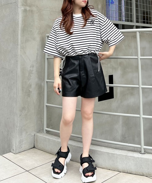 INGNI（イング） パンツ 共ベルト付フェイクレザーキュロットパンツ