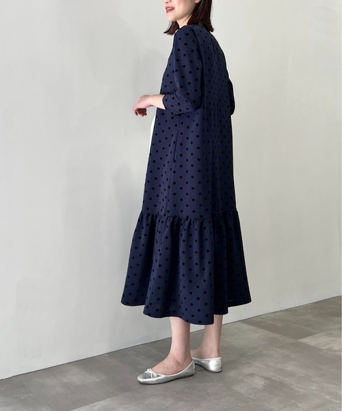 にこまま　ヤマダヤ　PICCIN PERLA ワンピース PICCIN PERLA ワンピース フロッキードットロングワンピース