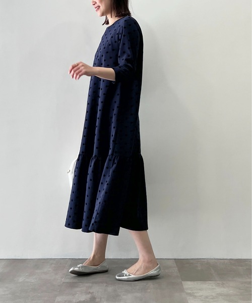 フラメンコ　ワンピース　黒ワンピースのみ販売　ベロアフロッキー加工 PICCIN PERLA ワンピース フロッキードットロングワンピース