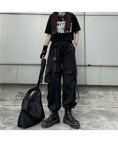 SHARE SPIRIT オーバーオール　カーゴパンツ　2way ベロア B.I.D. カーゴパンツ 「Bz」絶対領域2WAYセパレートベルトカーゴ
