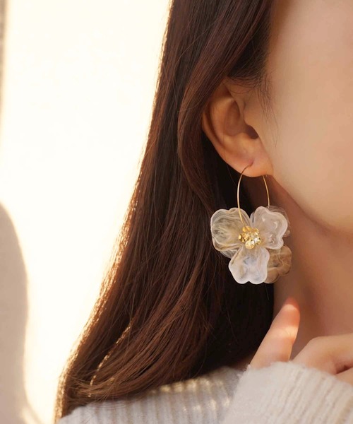 CERCA ピアス jolie minette/ビックフラワー ゴールド フープ