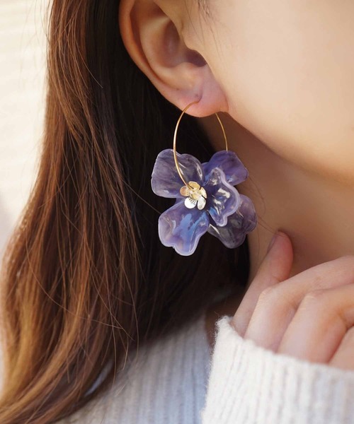 ナナのママ　ピアス＆ブレスレット CERCA ピアス jolie minette/ビックフラワー ゴールド フープピアス