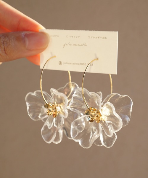 CERCA ピアス jolie minette/ビックフラワー ゴールド フープピアス