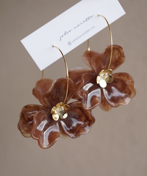 CERCA ピアス jolie minette/ビックフラワー ゴールド フープ