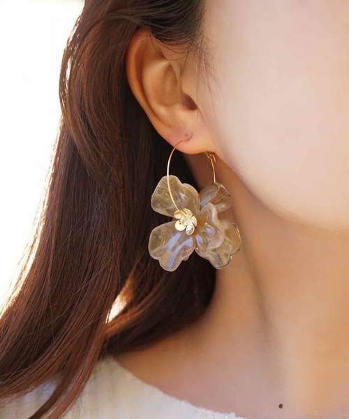 CERCA ピアス jolie minette/ビックフラワー ゴールド フープ