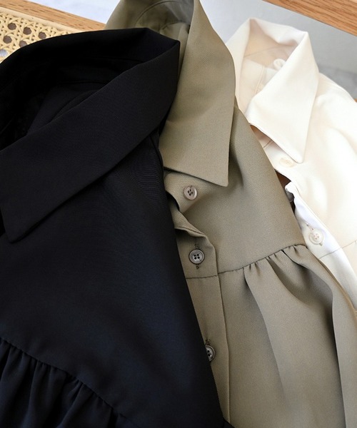 STYLEBLOCK ブラウス シャツ ツイルクロップドギャザーブラウス