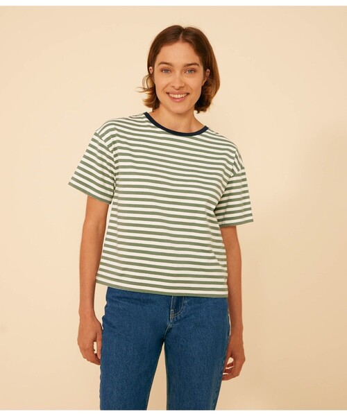 tシャツ ボクシー半袖Ｔシャツ レディース PETIT BATEAU tシャツ ボクシーボーダー半袖Tシャツ レディース