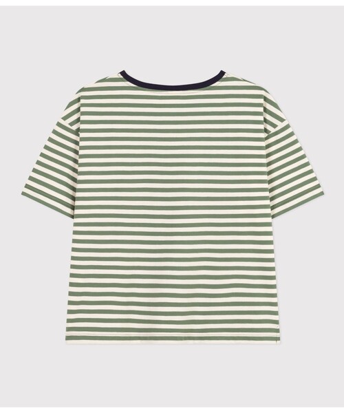 PETIT BATEAU tシャツ ボクシーボーダー半袖Tシャツ レディース