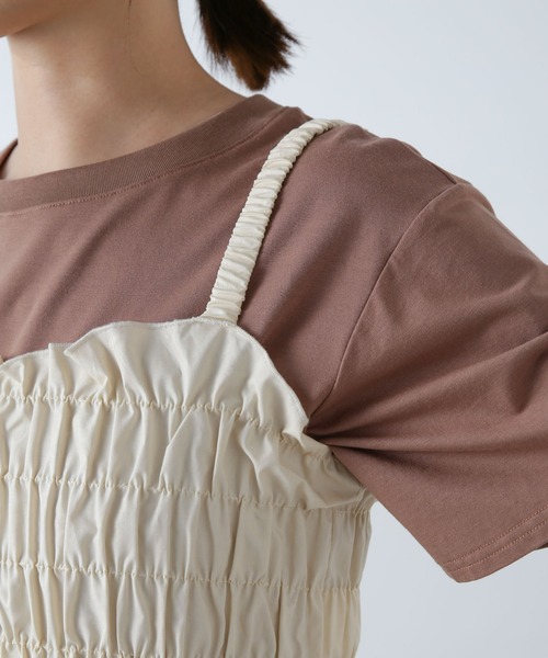 RITA ROW ベスト ジレ ROW/Poplin smoked body レディース
