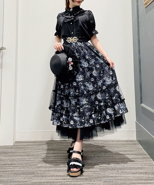 axes femme ブラウス シャツ ローズカメオ×ジャボブラウス