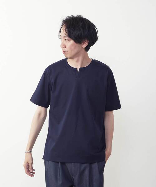 MEN'S MELROSE tシャツ 50/-シルケットスムースキーネックT