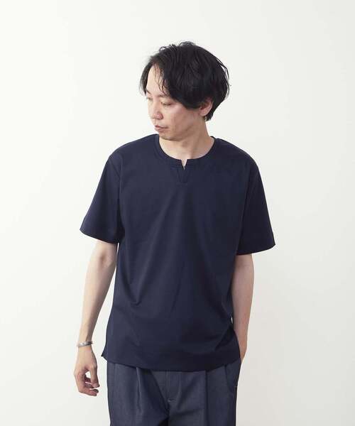 MEN'S MELROSE tシャツ 50/-シルケットスムースキーネックTシャツ