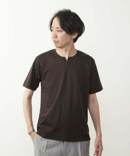MEN'S MELROSE tシャツ 50/-シルケットスムースキーネックTシャツ