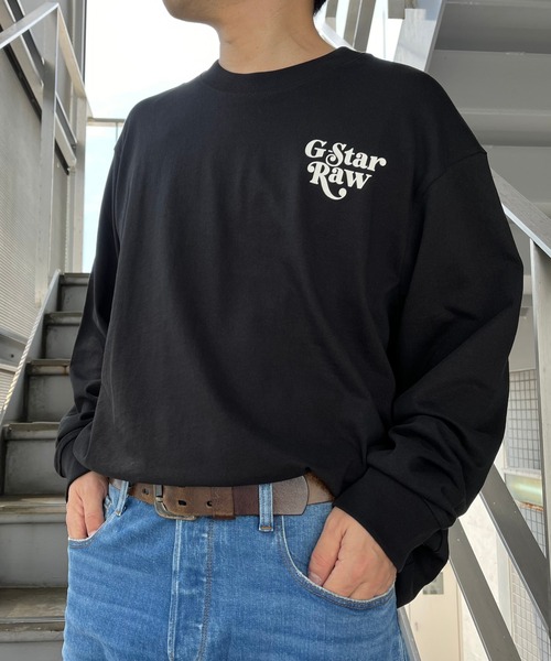 送料込★G-Star★Placed Boxy 長袖Tシャツ G-STAR RAW tシャツ FOXY CHEST BOXY T-SHIRT/グラフィックロゴ