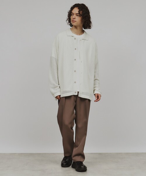 tk.TAKEO KIKUCHI シャツ 透かし編みニットシャツ メンズ