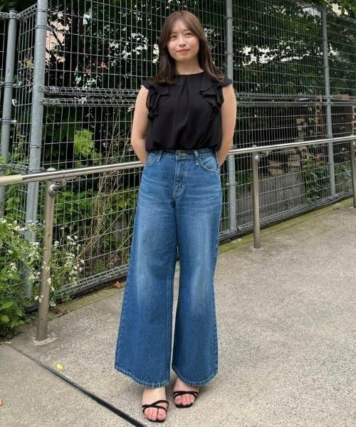 ブラウス シャツ セミシアーラッフルブラウス「低身長・小柄女性」 レディース ブラウス シャツ セミシアーラッフルブラウス「低身長・小柄女性