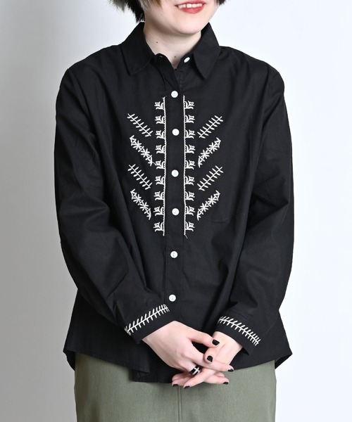 ブラウス シャツ 刺繍デザイン シャツブラウス レディース