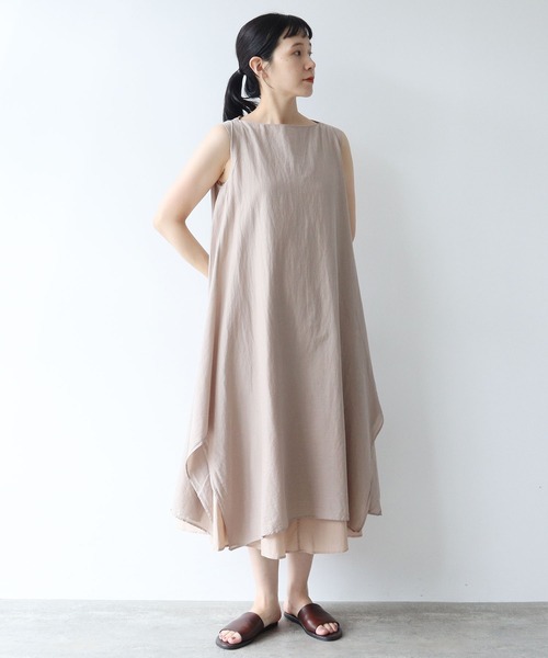 BEADSLEY コットン シルク レイヤード ワンピース AMBIDEX Store △コットン/シルク レイヤードワンピース(F