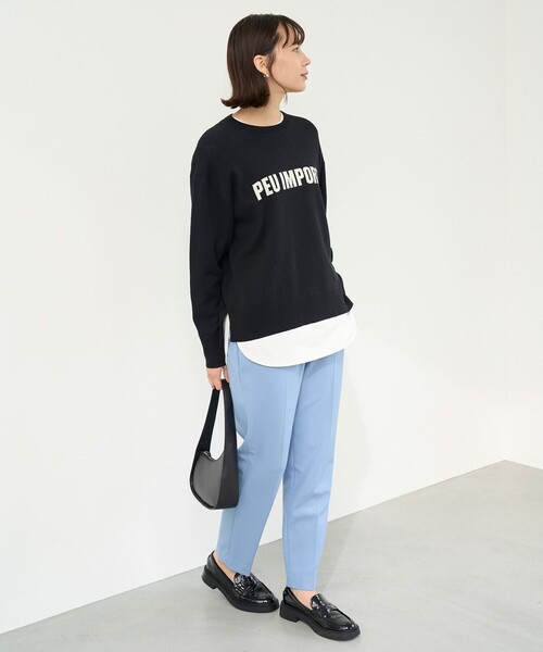 ニット セーター 「洗える」スポンジニット ロゴジャガード レディース UNFILO ニット セーター 「洗える」スポンジニット ロゴ
