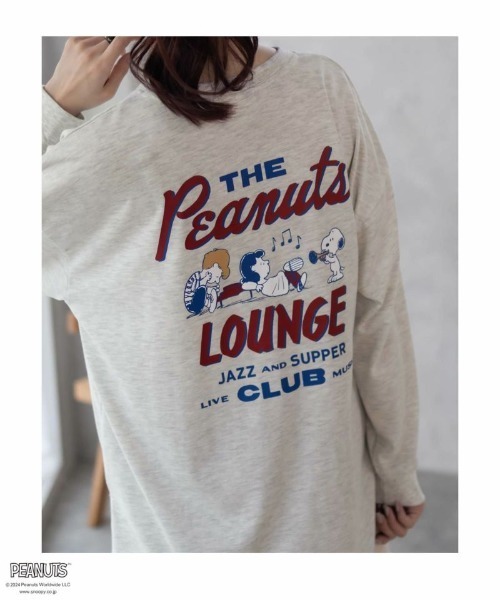 PEANUTS tシャツ Tシャツ スヌーピー プリント長袖Tシャツ ロンT