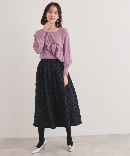 ニット セーター 「6色展開／大人フェミニン」アシメフリルニット レディース SunaUna ニット セーター 「6色展開／大人フェミニン」アシメ
