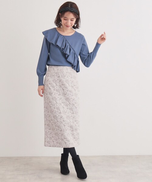 ニット セーター 「6色展開／大人フェミニン」アシメフリルニット レディース 6色展開／大人フェミニン】アシメフリルニット（ニット/セーター