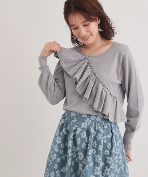 ニット セーター 「6色展開／大人フェミニン」アシメフリルニット レディース SunaUna ニット セーター 「6色展開／大人フェミニン」アシメ