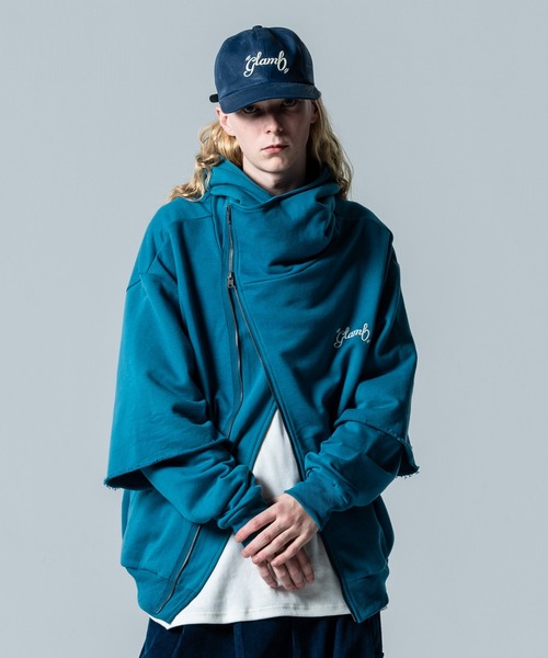 glamb（グラム） パーカー Asymmetry Layered Hoodie / アシンメトリー