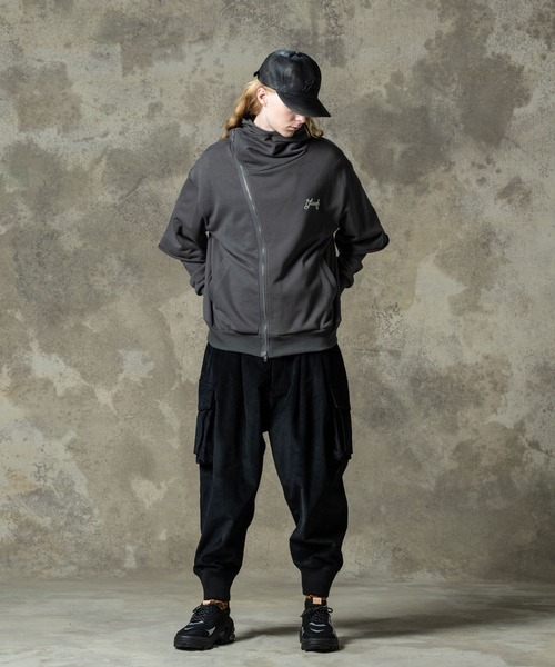 glamb（グラム） パーカー Asymmetry Layered Hoodie / アシンメトリー